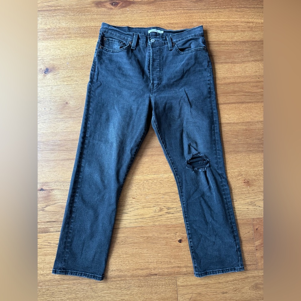 Levi's Washed Black Wedgie Straight Denim Jeans